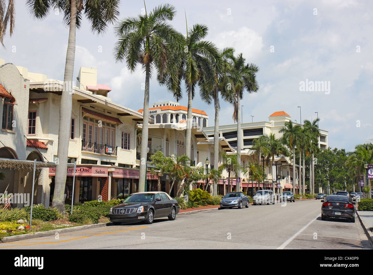 Il quartiere commerciale del centro di Sarasota, Florida Foto Stock