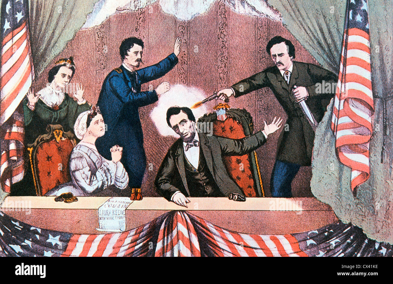 Assassinio del presidente Abraham Lincoln da John documento Wilkes Booth Foto Stock