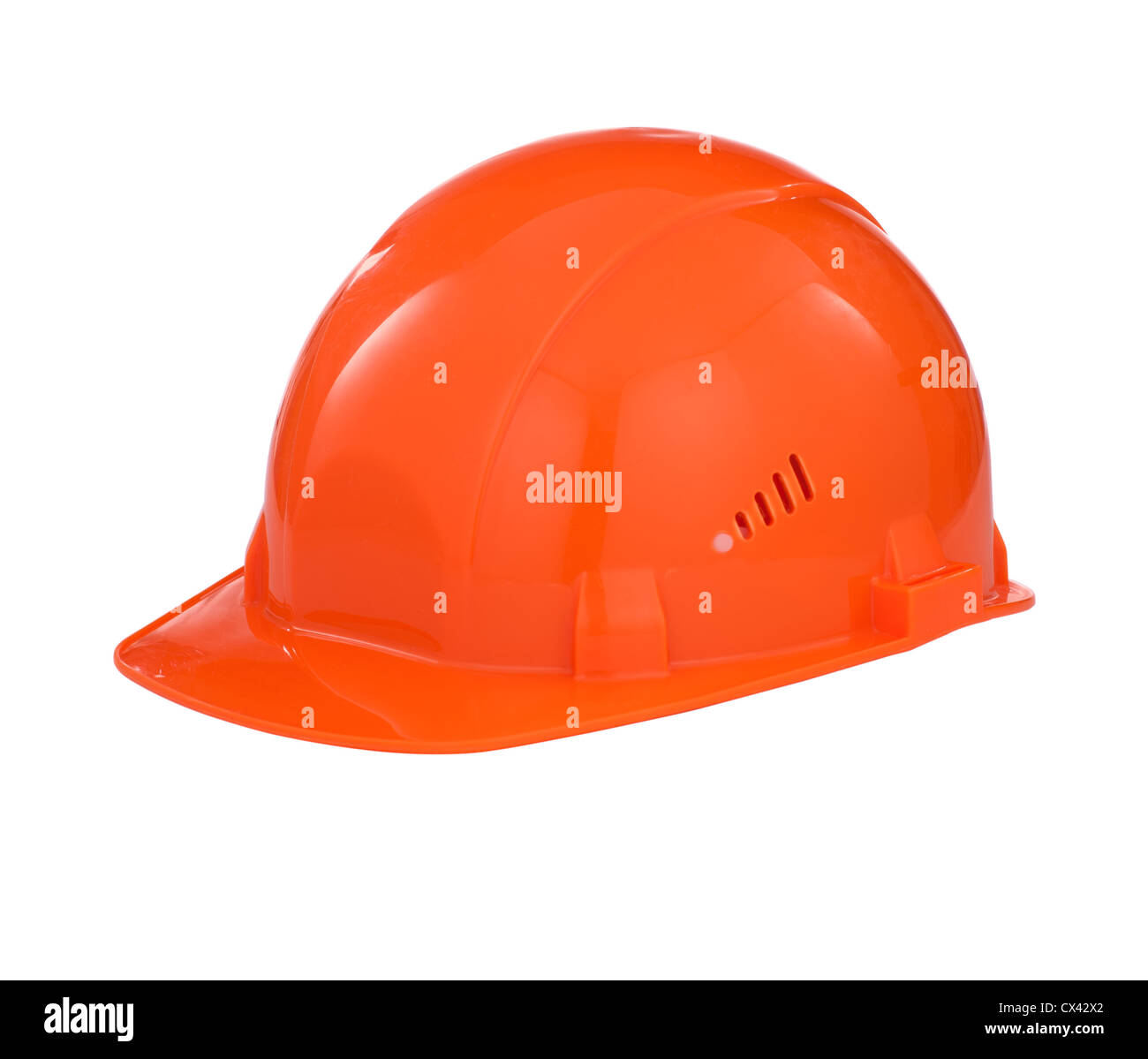 Arancione sicurezza builder elmetto con percorso di clipping incluso Foto Stock