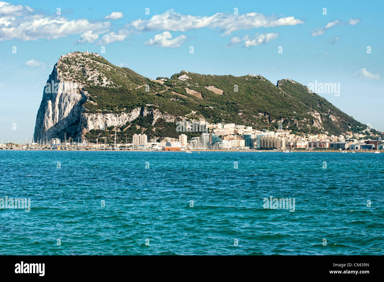 La rocca di Gibilterra e il mare Foto Stock