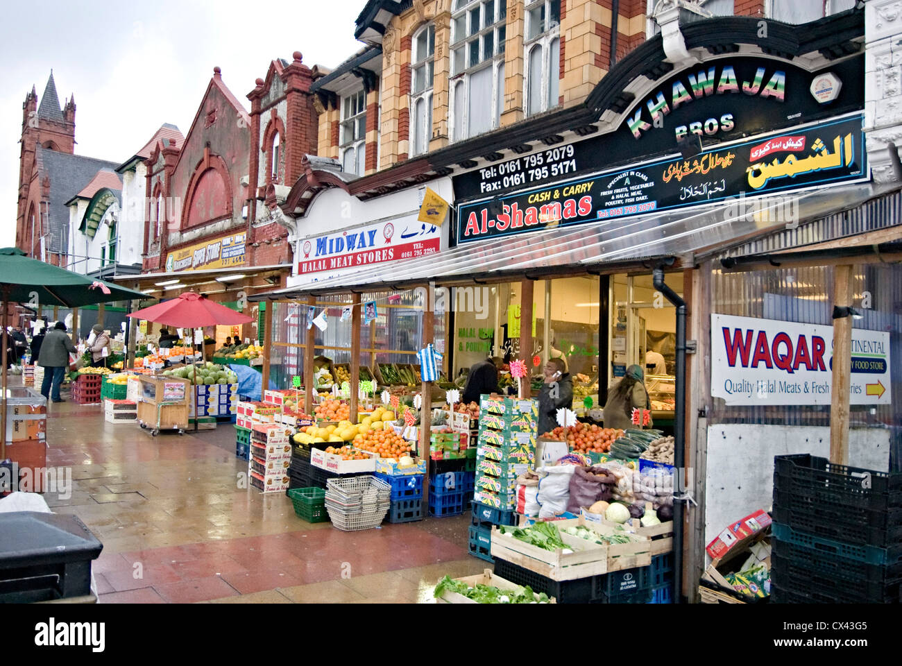 Cheetham Hill Manchester asiatica di negozi di generi alimentari Foto Stock