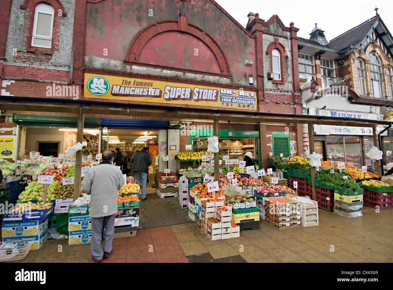 Cheetham Hill Manchester asiatica di negozi di generi alimentari Foto Stock