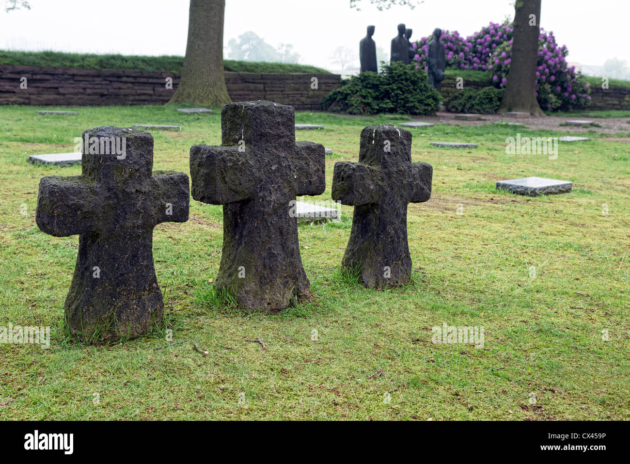 Il WW1 cimitero militare tedesco a Langemark, Belgio Foto Stock