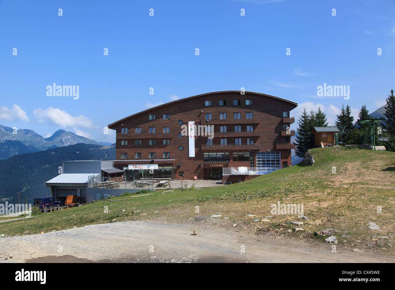 Le Viking hotel a Le Pleney vicino a Morzine Haute Savoie Francia Foto Stock