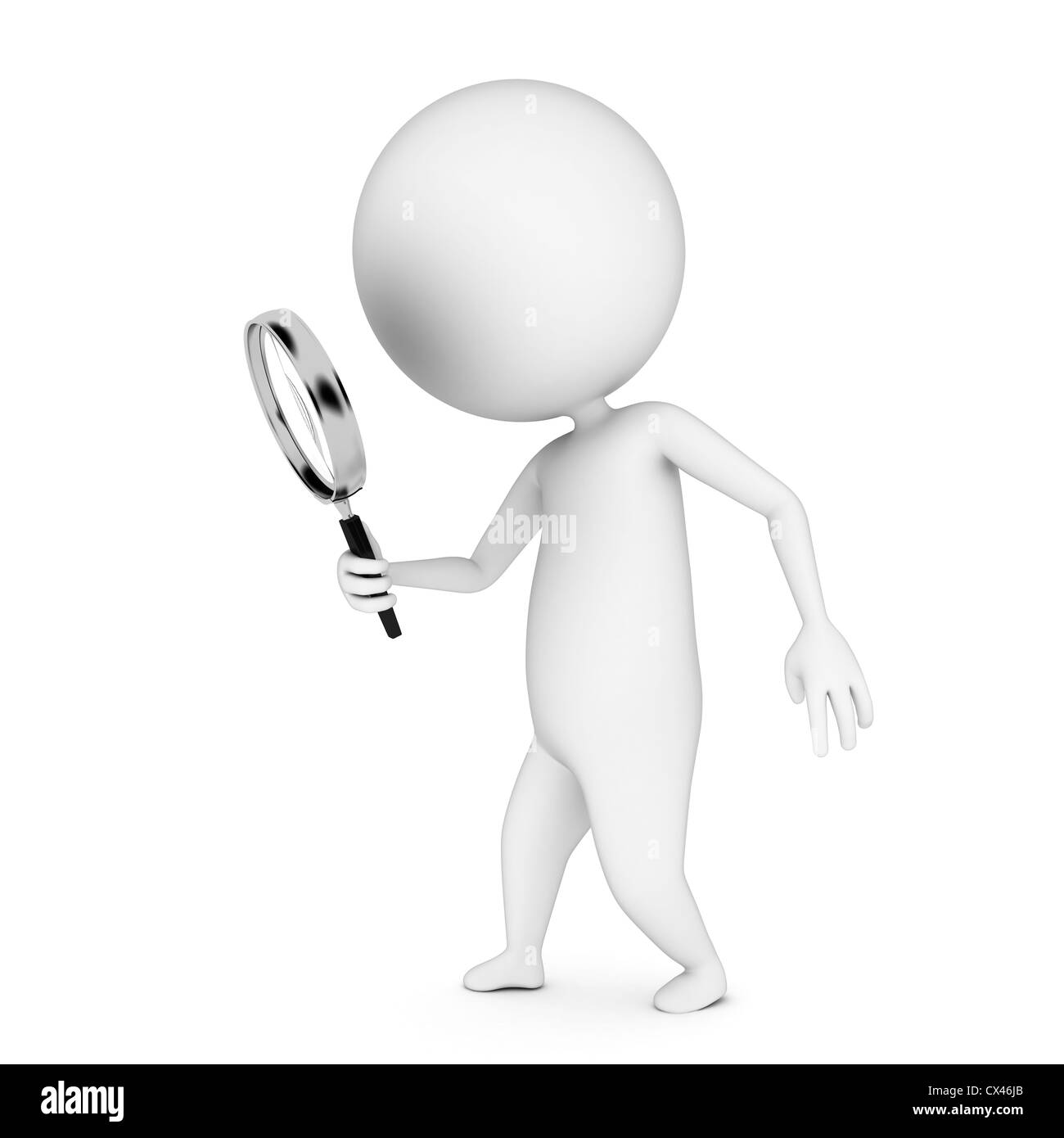 3d reso illustrazione di un ragazzo con una lente di ingrandimento Foto Stock