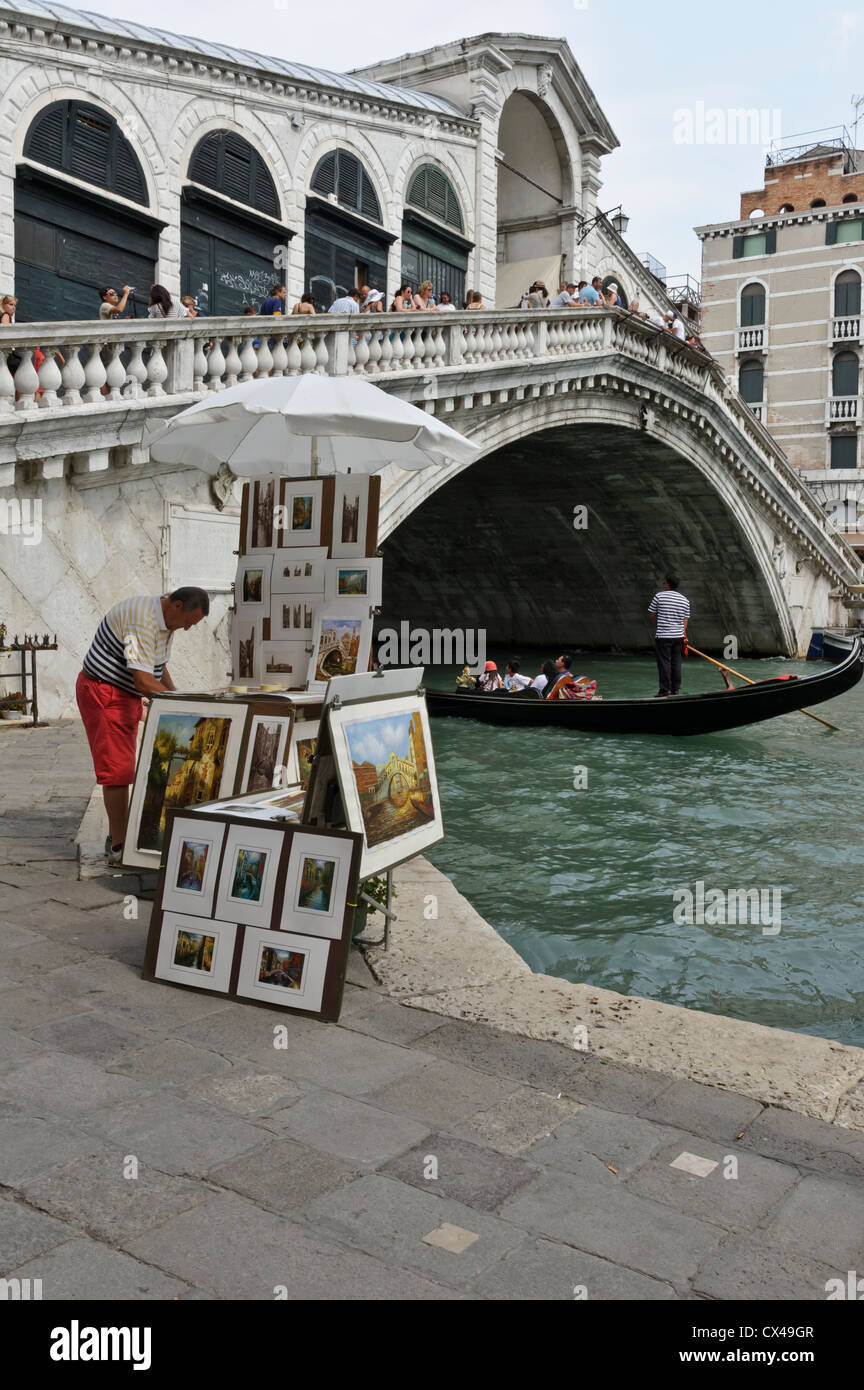 Dipinti veneziani, ponte di Rialto Rialto, Venezia, Italia. Foto Stock