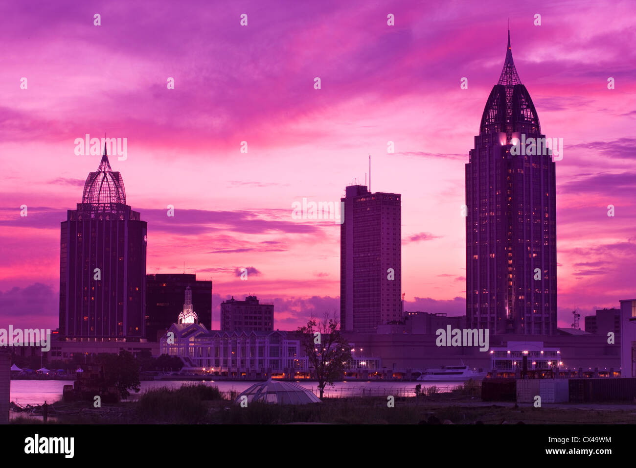 RSA BATTAGLIA Tower House Building skyline del centro Mobile in Alabama USA Foto Stock