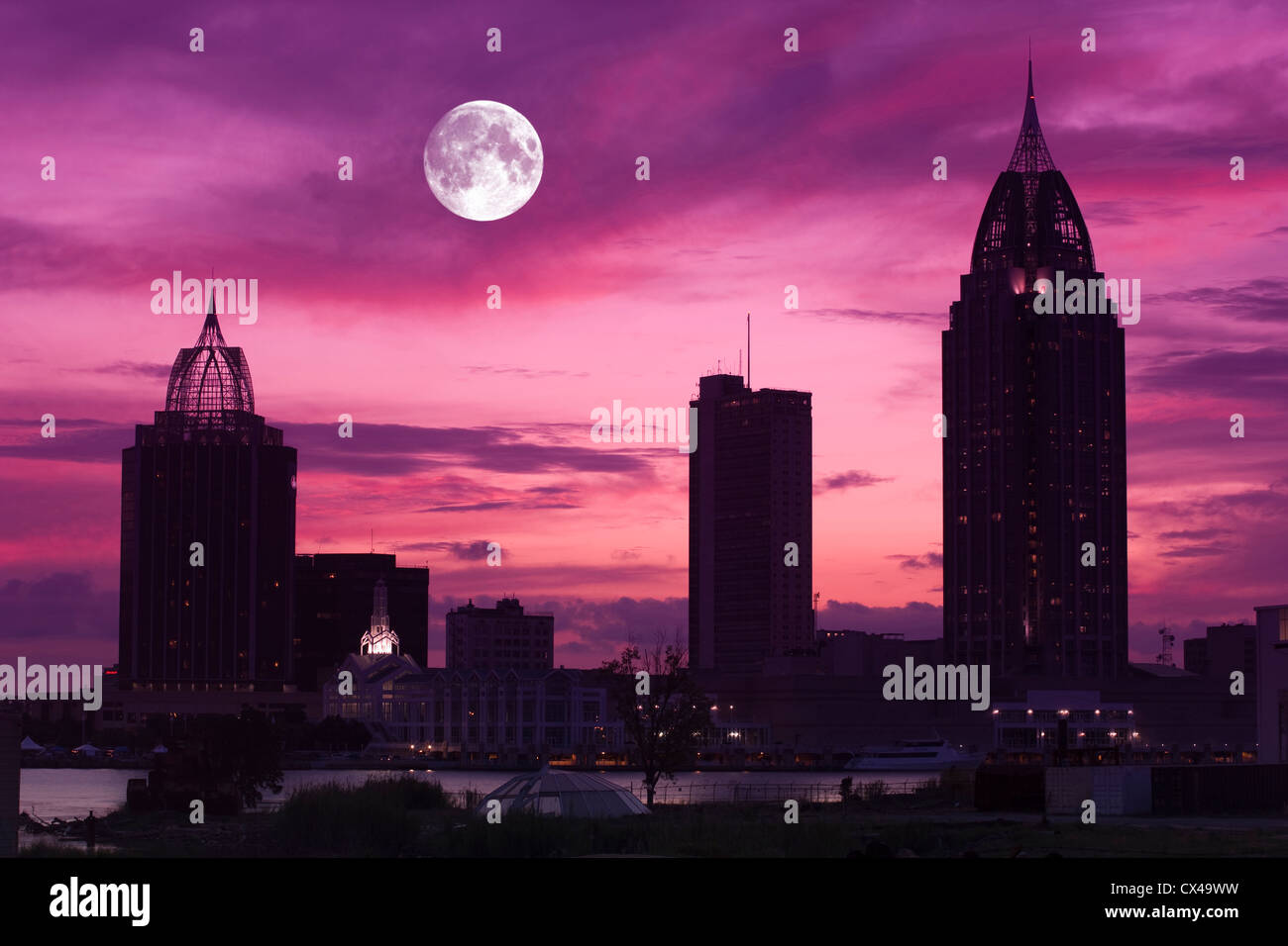 RSA BATTAGLIA Tower House Building skyline del centro Mobile in Alabama USA Foto Stock