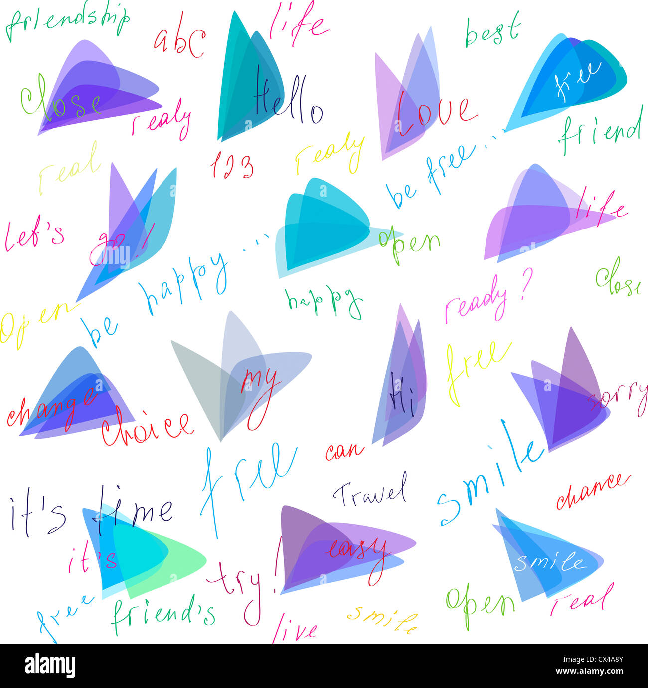 Funky doodle parole con discorso , EPS vettoriali10 Foto Stock