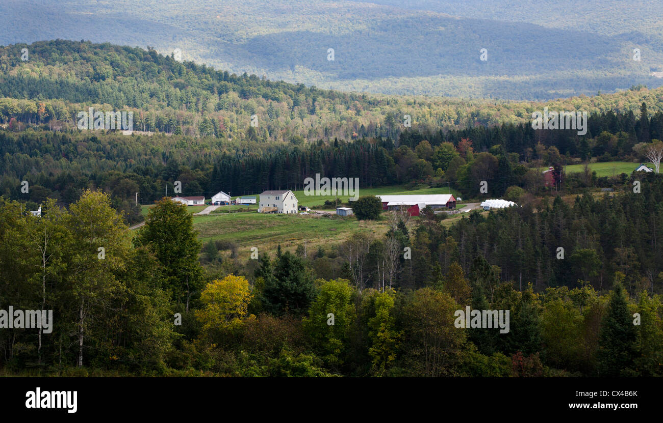 Azienda agricola nella valle nelle White Mountains del New Hampshire. Foto Stock