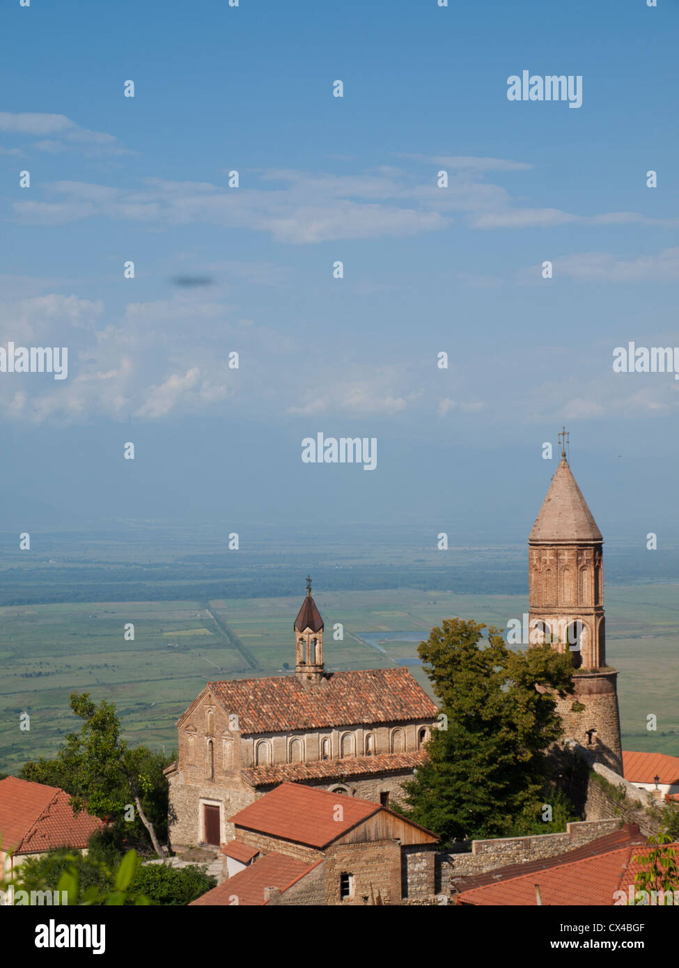 Sighnaghi città vista sopra i tetti Foto Stock