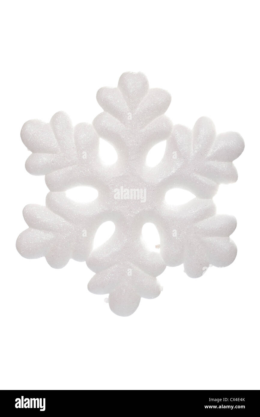 Fiocco di neve ornamento foto sullo sfondo bianco Foto Stock