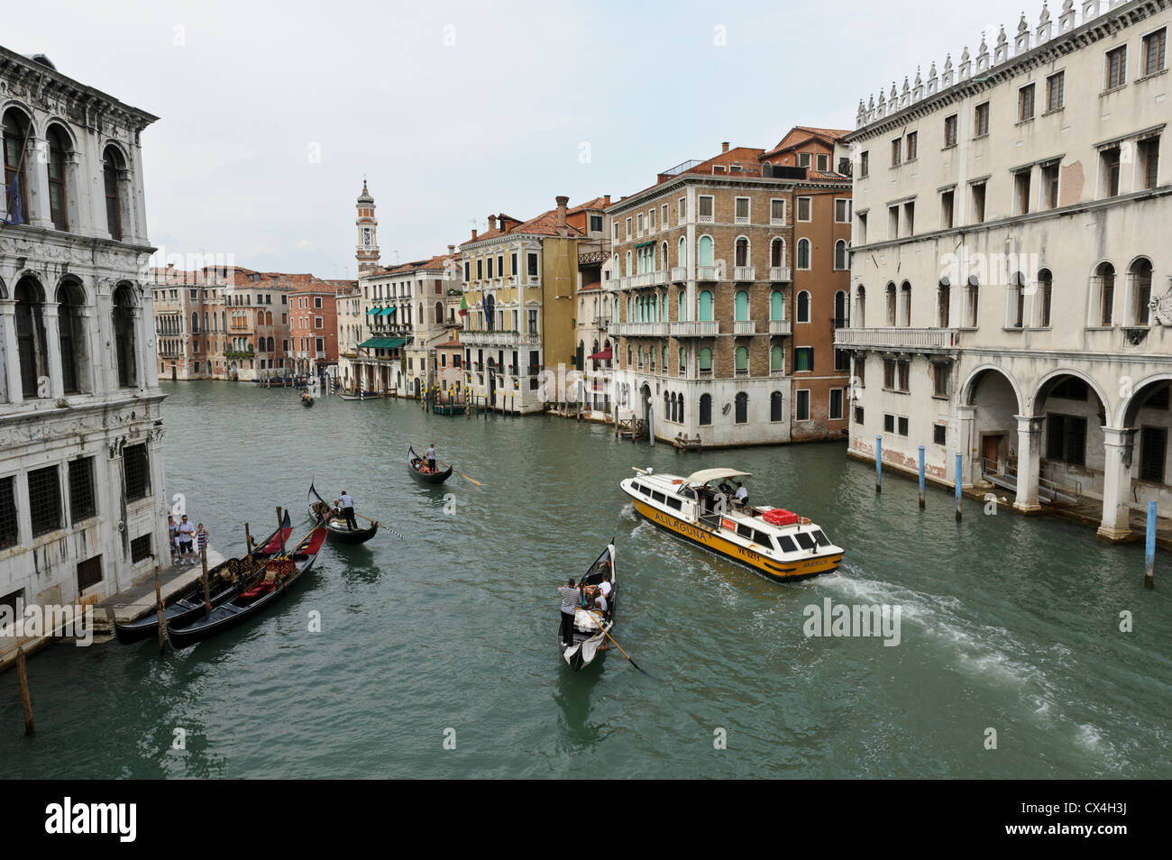 Vita quotidiana sul Grand Canal, Rialto, Venezia, Italia. Foto Stock