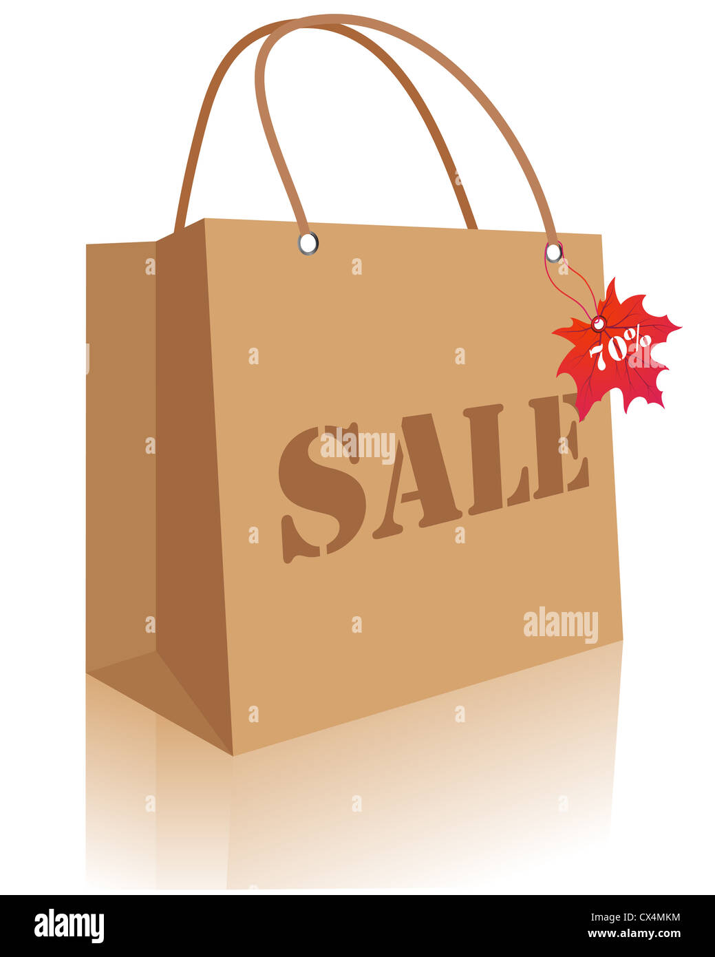 In autunno le foglie di acero vendita borsa con lablel. Illustrazione Vettoriale. Foto Stock