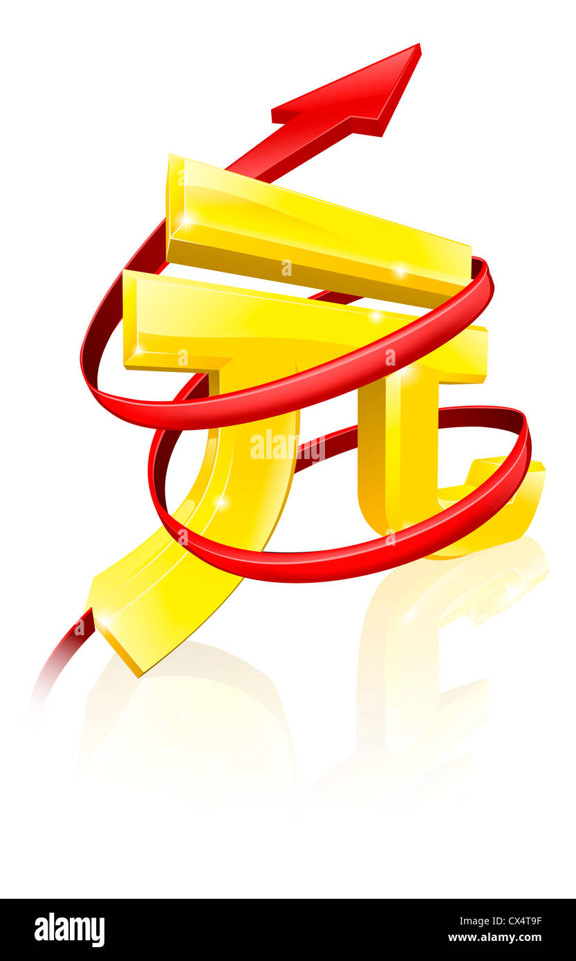 Finanza concettuale o il concetto di economia di aumento del prezzo della yuan del tasso di cambio o solo aumento dei profitti Foto Stock