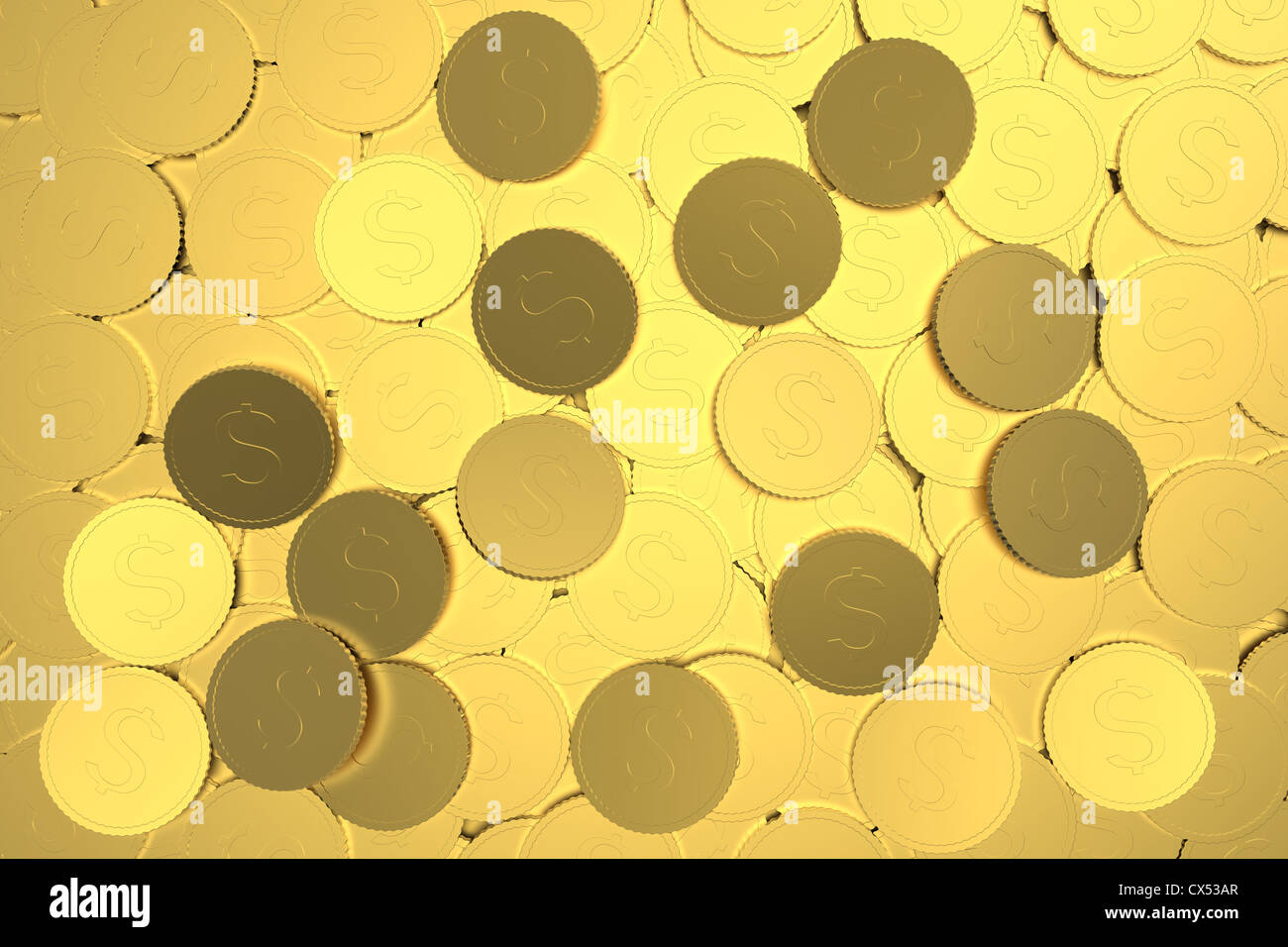 Modello 3D rendering di monete del dollaro Foto Stock