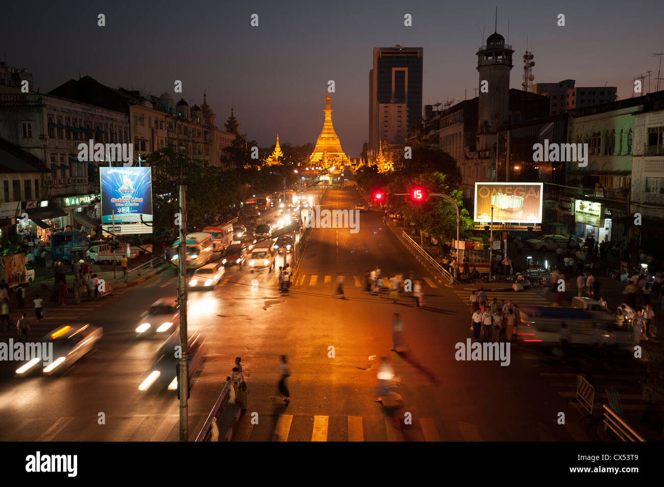 Sule Pagoda, Yangon (Rangoon), Myanmar (Birmania) Foto Stock
