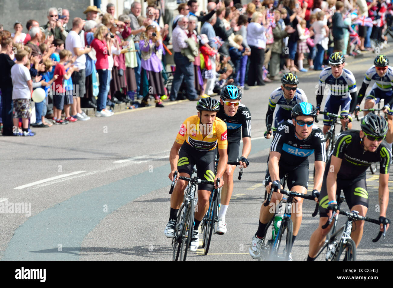 Tour della Gran Bretagna 2012 - Jon Tiernan-Locke passa attraverso Okehampton sulla fase 7. Foto Stock