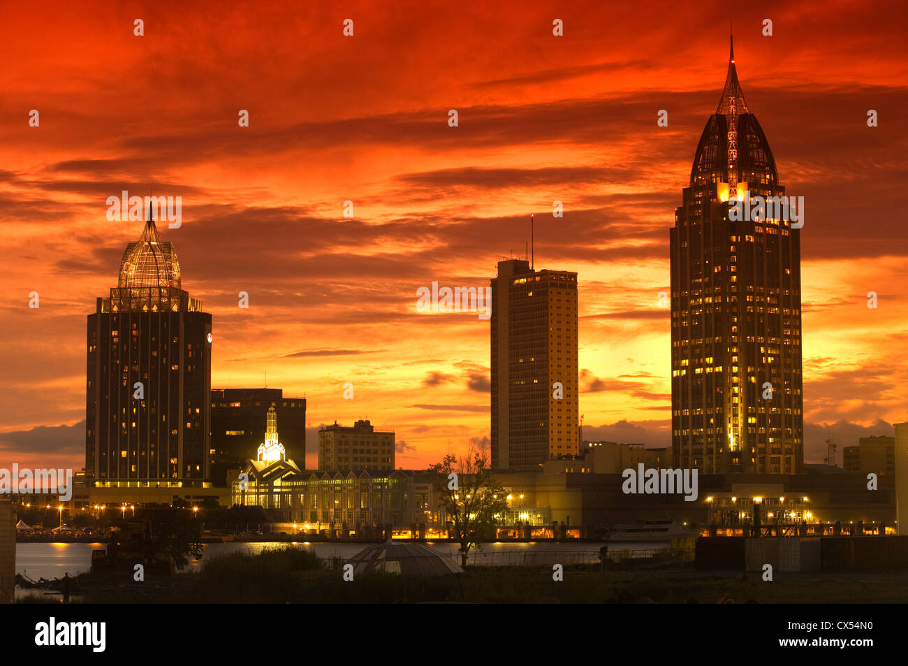 RSA BATTAGLIA Tower House Building skyline del centro Mobile in Alabama USA Foto Stock