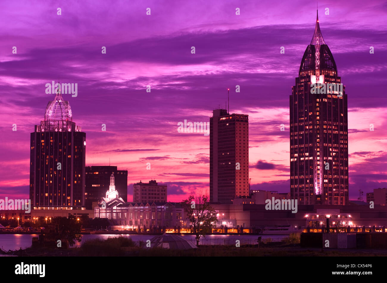RSA BATTAGLIA Tower House Building skyline del centro Mobile in Alabama USA Foto Stock