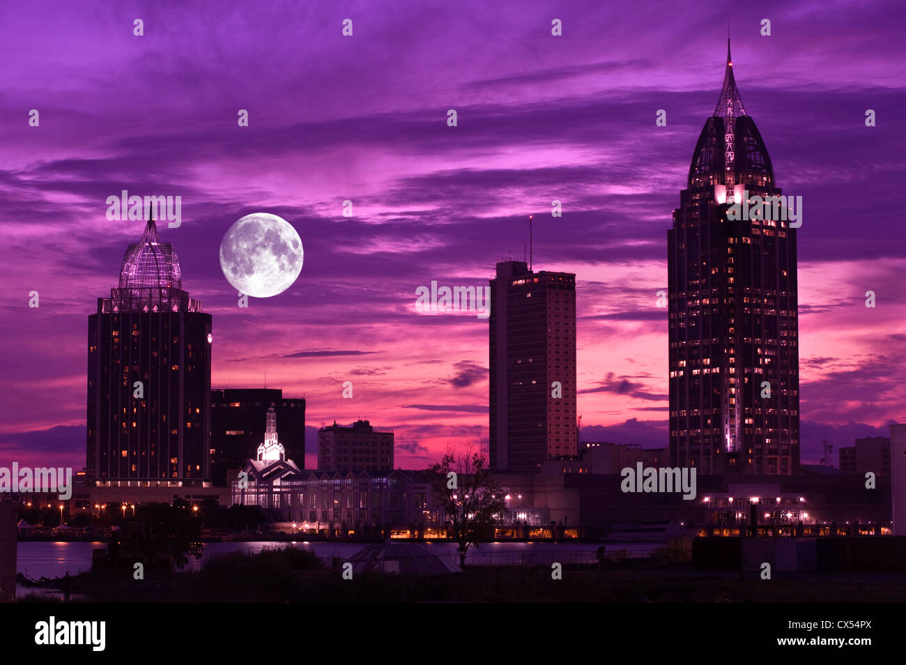 RSA BATTAGLIA Tower House Building skyline del centro Mobile in Alabama USA Foto Stock