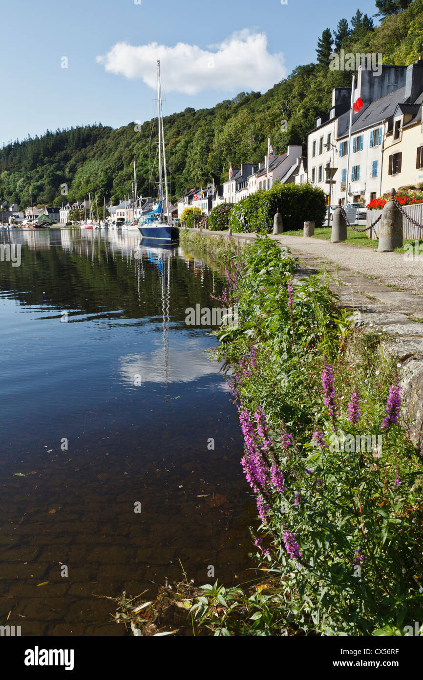 Port Launay e il fiume Aulne, Finistère Bretagna, Francia Foto Stock