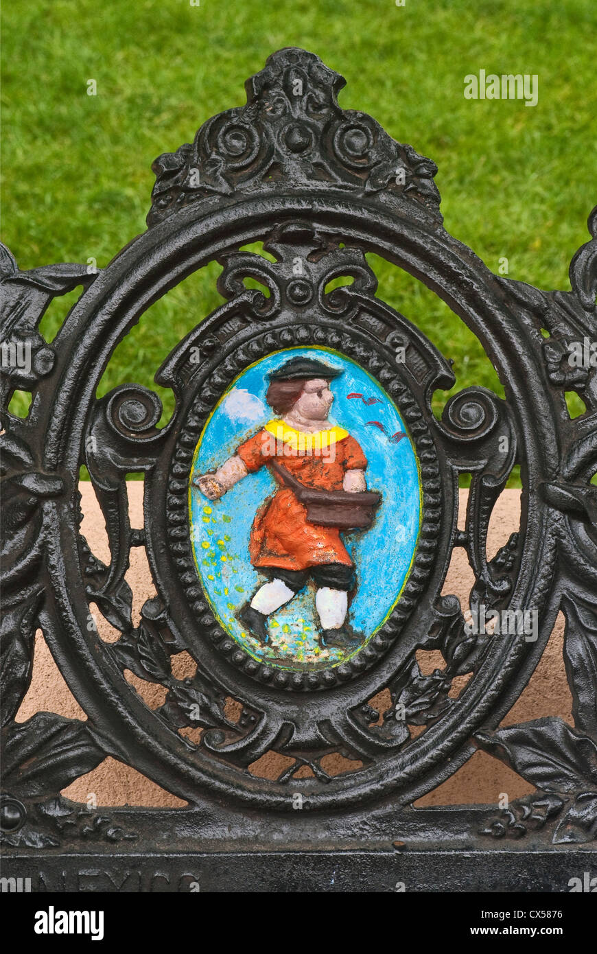 Dipinti in ferro battuto banco a Plaza a Taos, Nuovo Messico, STATI UNITI D'AMERICA Foto Stock