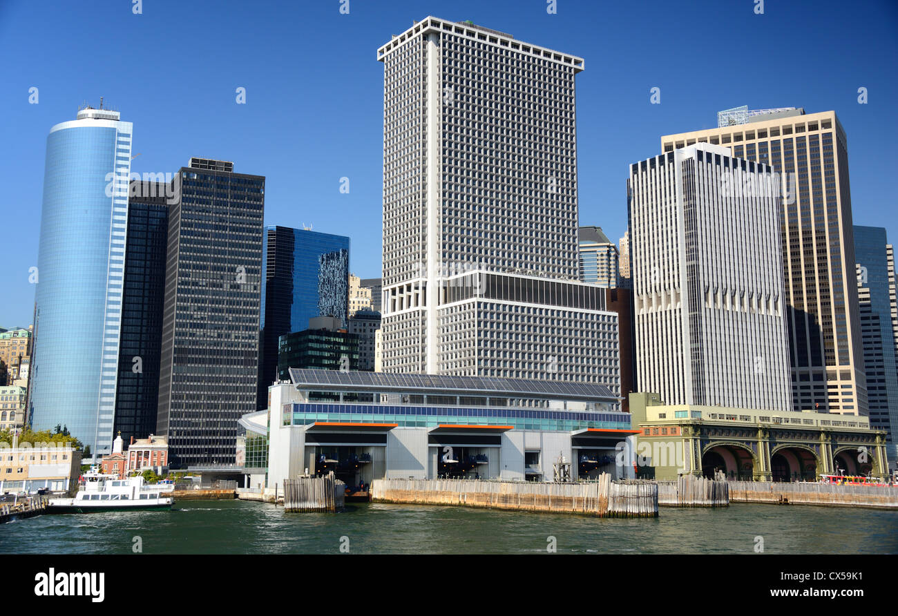 Il quartiere finanziario edifici di New York City il borough di Manhattan. Foto Stock