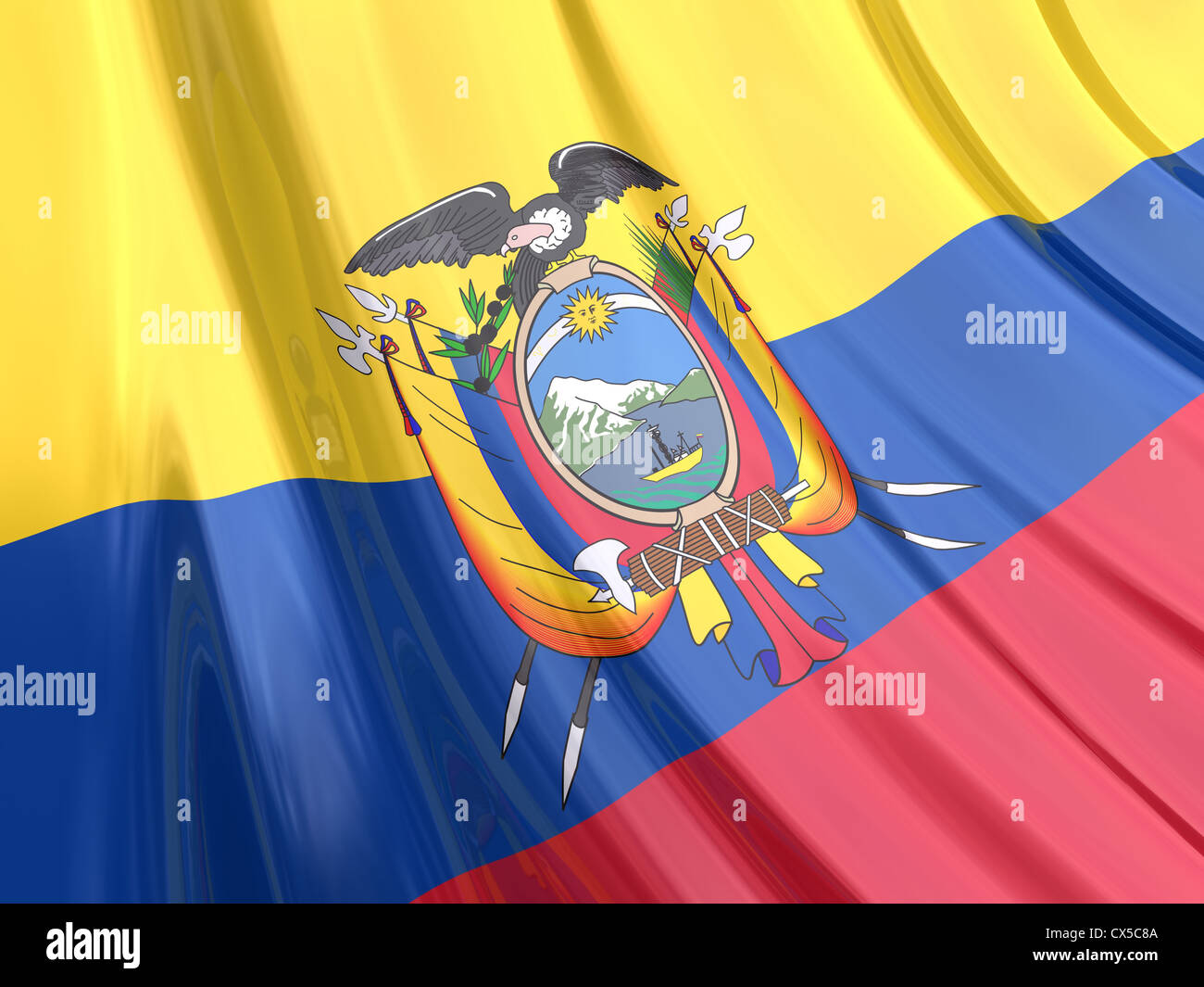 Bandiera lucida dell Ecuador. Foto Stock
