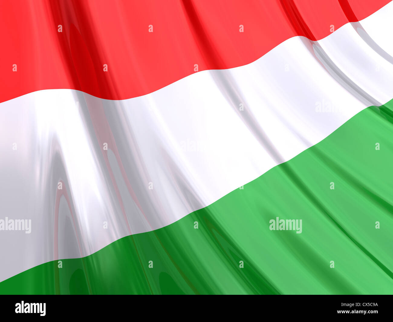 Bandiera lucida di Ungheria. Foto Stock