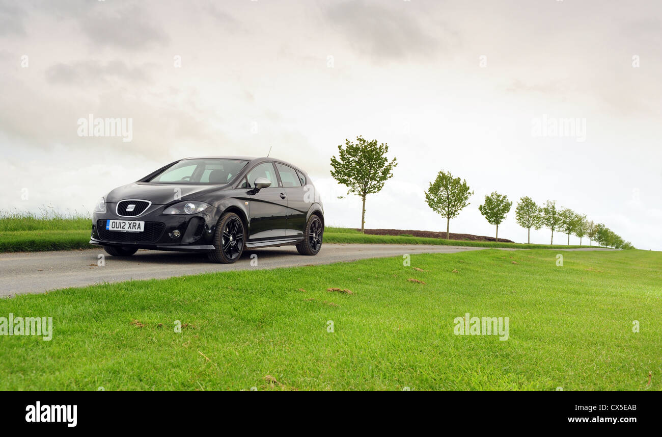 Seat Leon FR+ Supercopa auto sul viale alberato Foto Stock