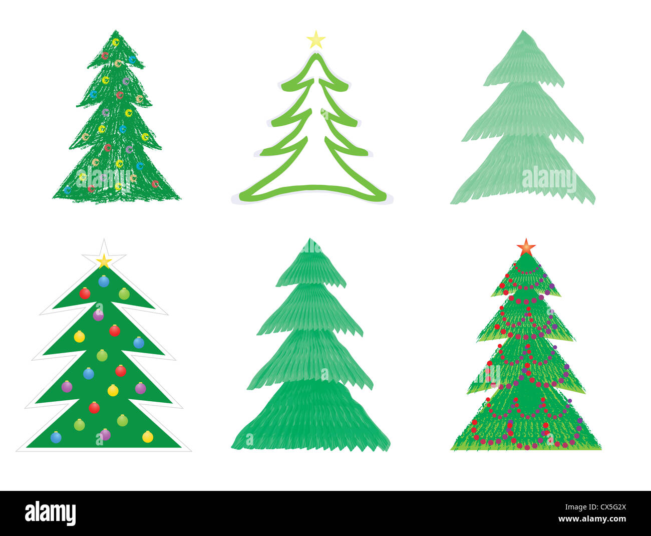 Set di albero di Natale di disegni Foto Stock