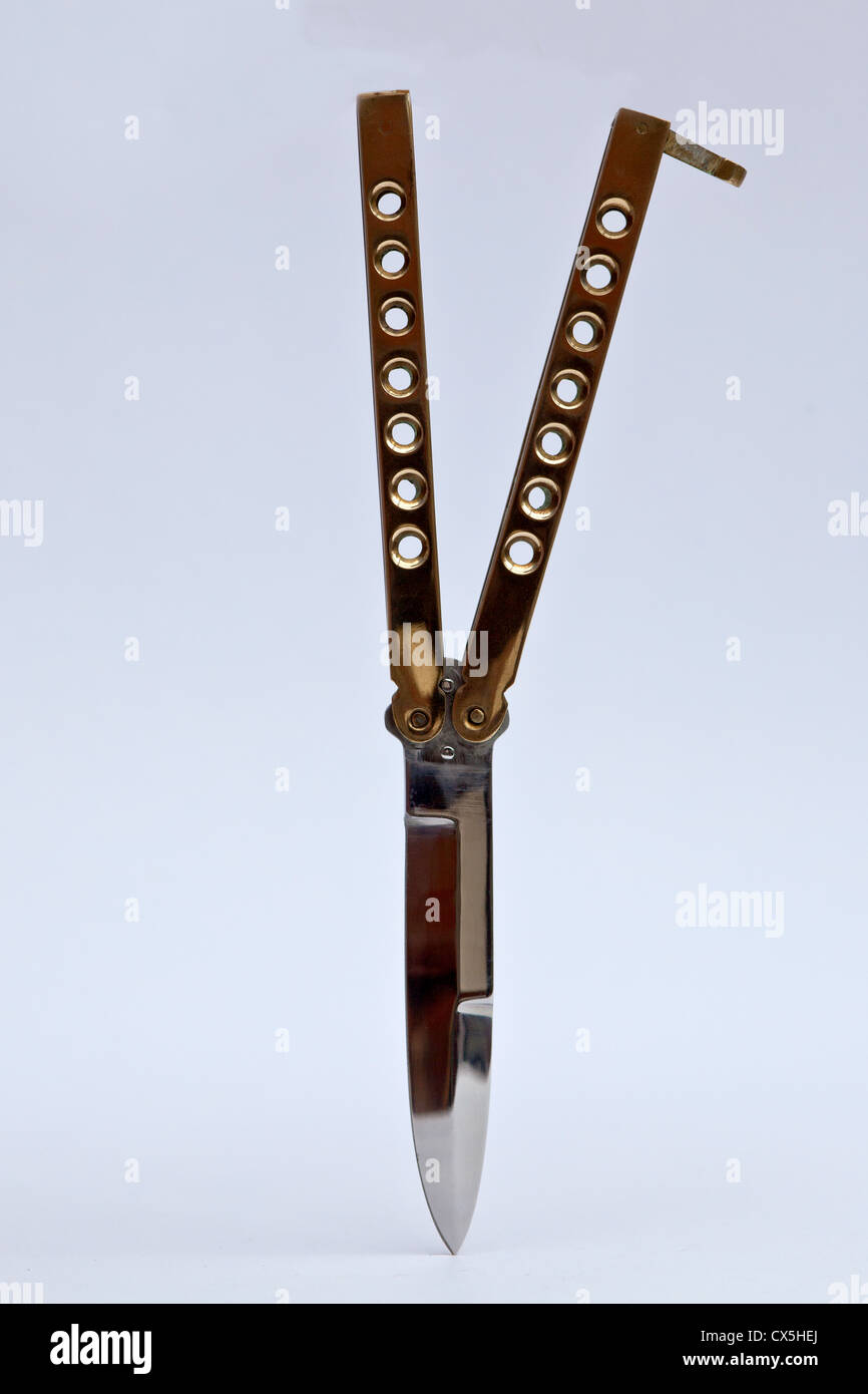 Coltello Butterfly, arma concepita per combattere e accoltellato Foto Stock