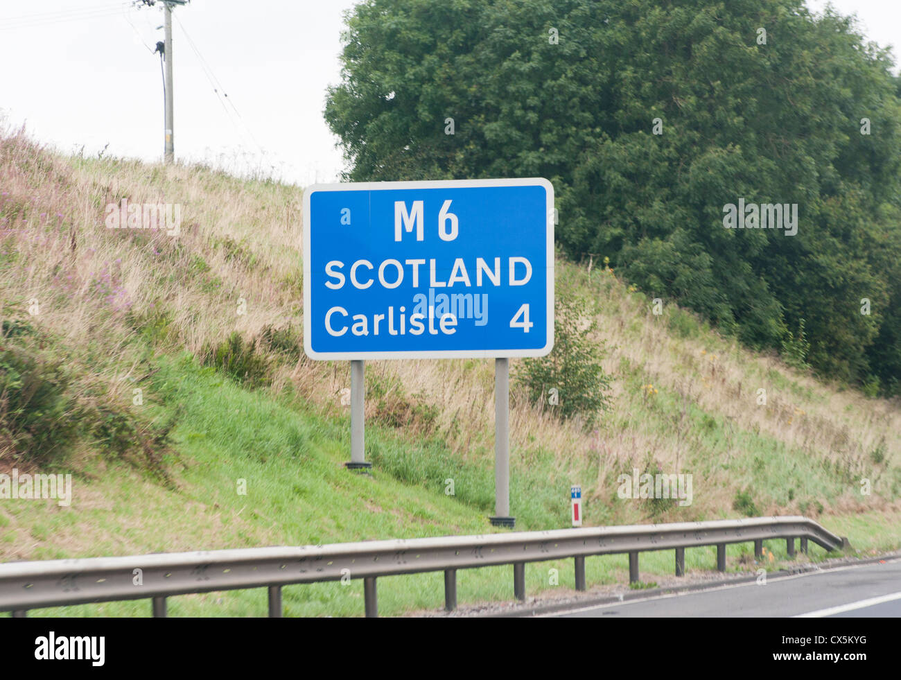 Autostrada M6 Cartello stradale Carlisle Cumbria Regno Unito Scozia Foto Stock