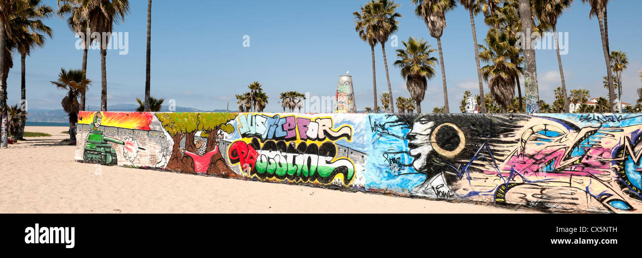 Pareti di arte sulla spiaggia di Venice, Los Angeles, Stati Uniti d'America Foto Stock