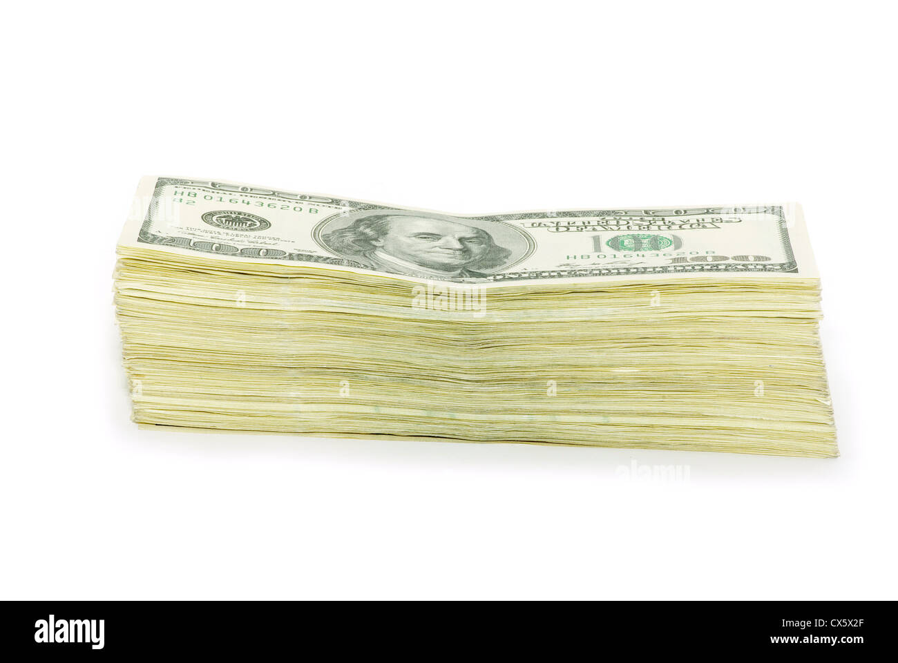Sacco di soldi isolati su sfondo bianco Foto Stock