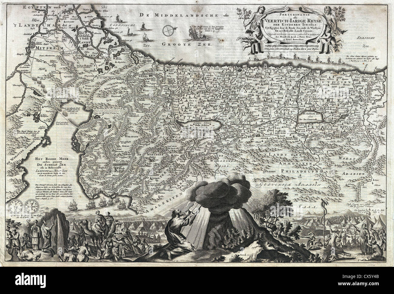 1702 Visscher Stoopendaal Mappa di Israele e Palestina o in Terra Santa Foto Stock