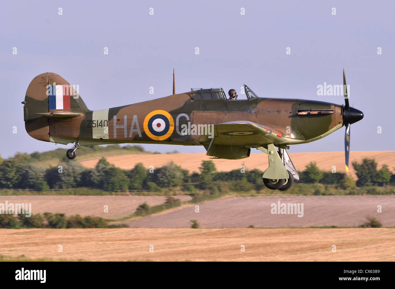 Hawker Hurricane Mk. XIIA piano in RAF battaglia della Gran Bretagna negli anni Quaranta era il camuffamento sbarco dopo la visualizzazione a Duxford Airshow 2012 Foto Stock