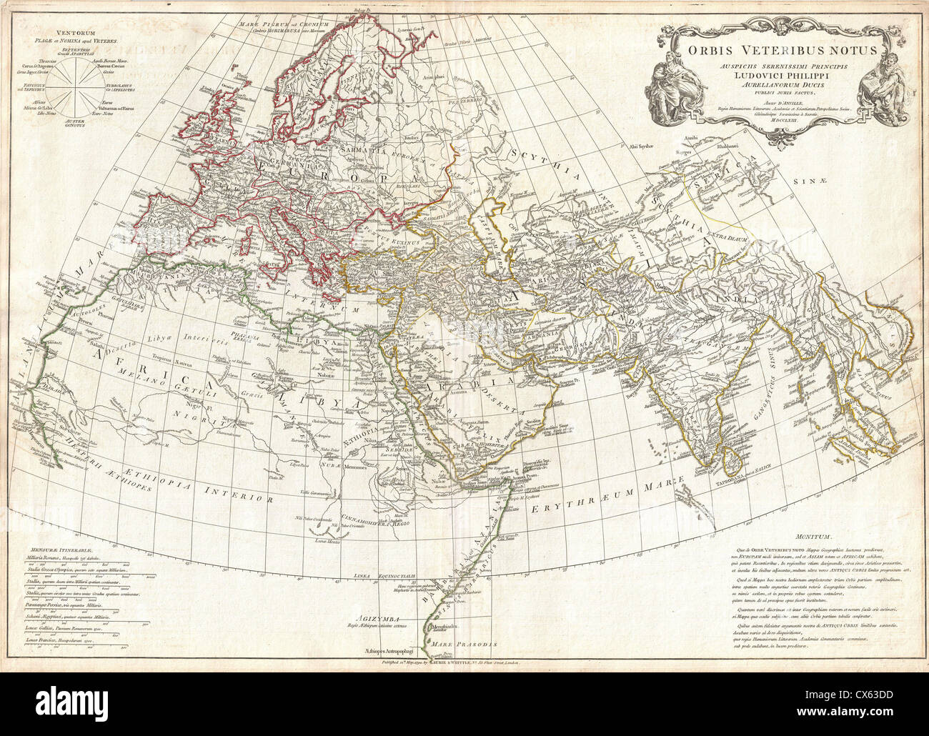 1794 Anville Mappa del Mondo Antico - Foto Stock