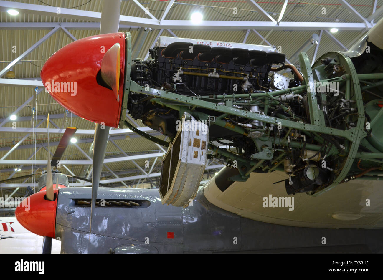 Rolls Royce Merlin V12 motore a pistoni, Avro York, Duxford spazio aereo Foto Stock