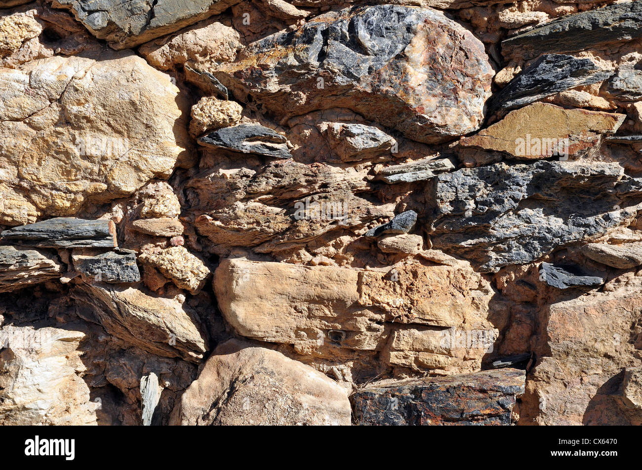 Close up dettaglio di un muro di pietra texture Foto Stock