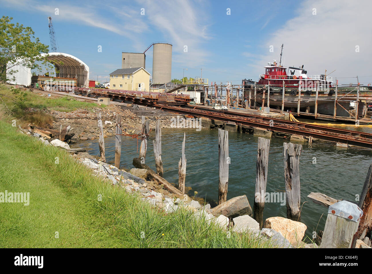 Bacino di carenaggio, cantiere, Rockland, Maine Foto Stock