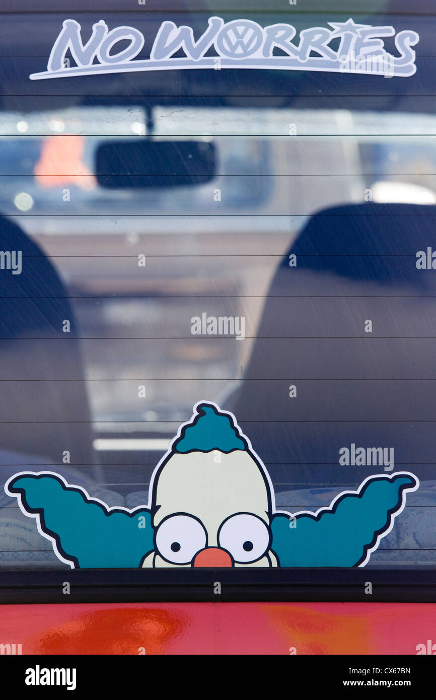 Vetrofania non preoccupatevi e Krusty il clown fro Simpson's Herschel Shmoikel Pinchas Yerucham Krustofski Foto Stock