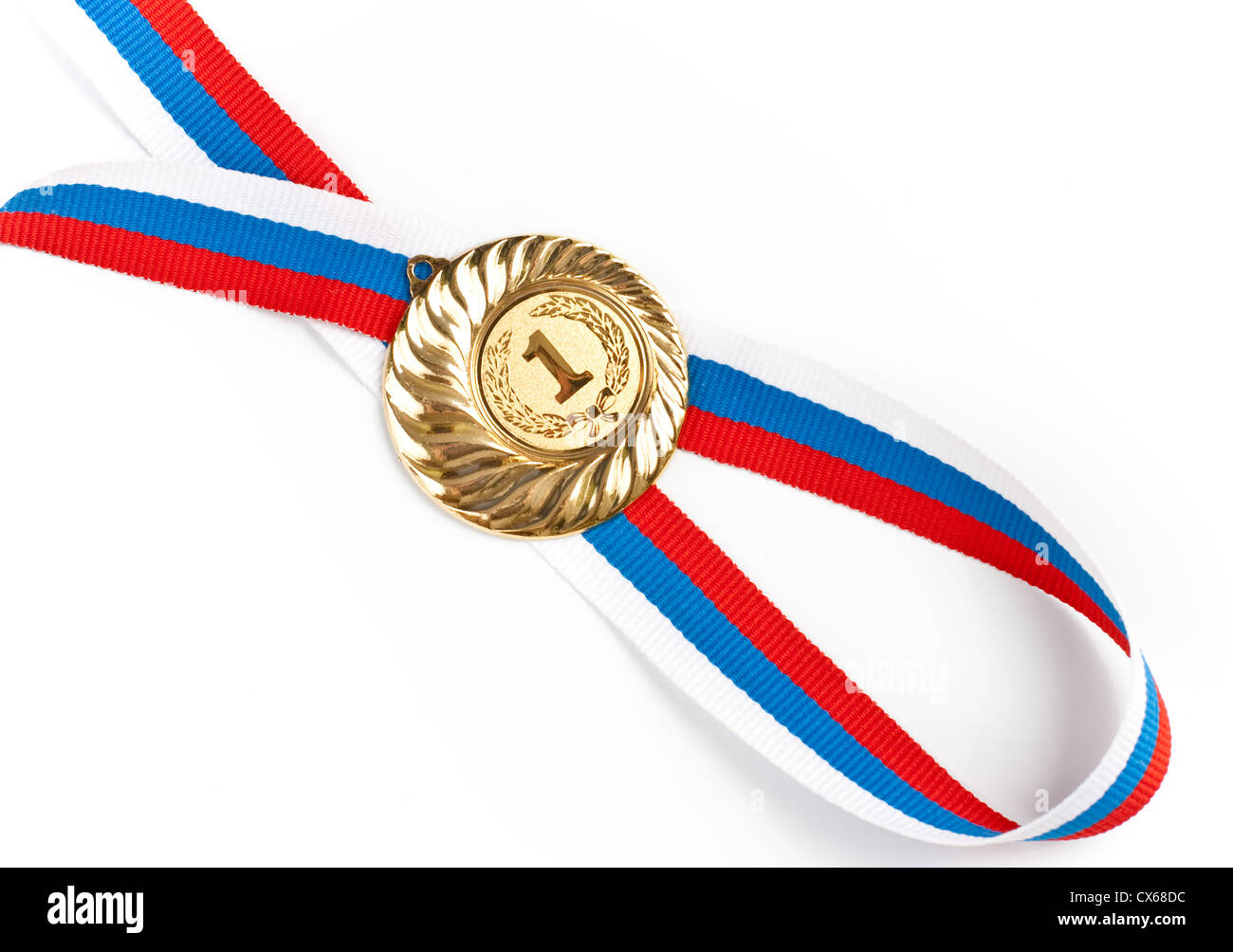 Medaglia d' oro isolato su bianco Foto Stock