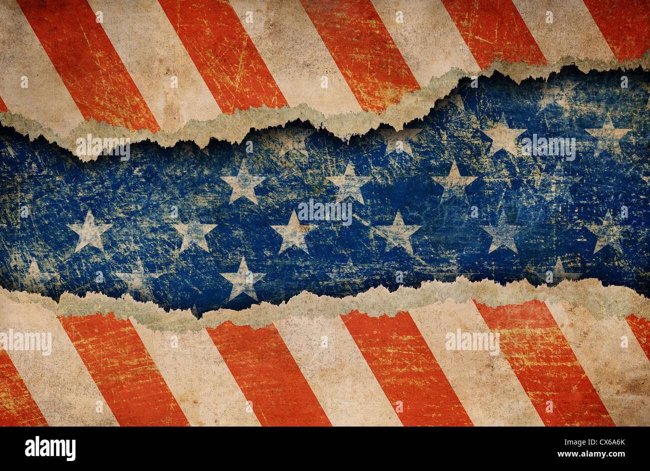 Grunge di carta strappata bandiera degli Stati Uniti pattern Foto Stock