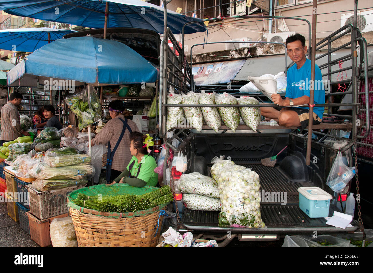 Thailandia Bangkok Pak Khlong Talat Thai Il Mercato dei Fiori Foto Stock