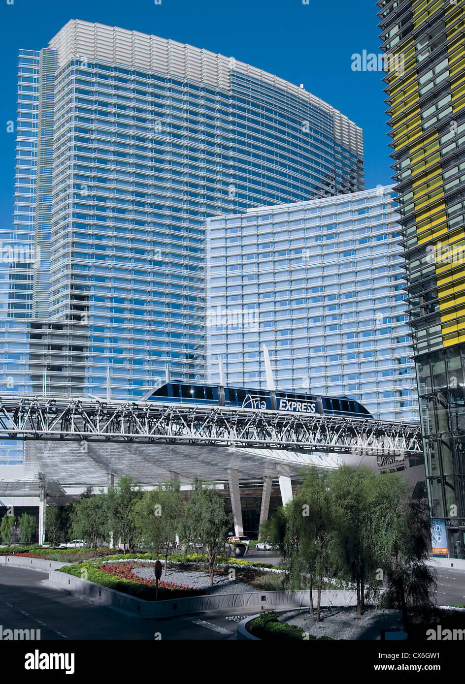 CityCenter tram davanti all'aria Resort and Casino Foto Stock