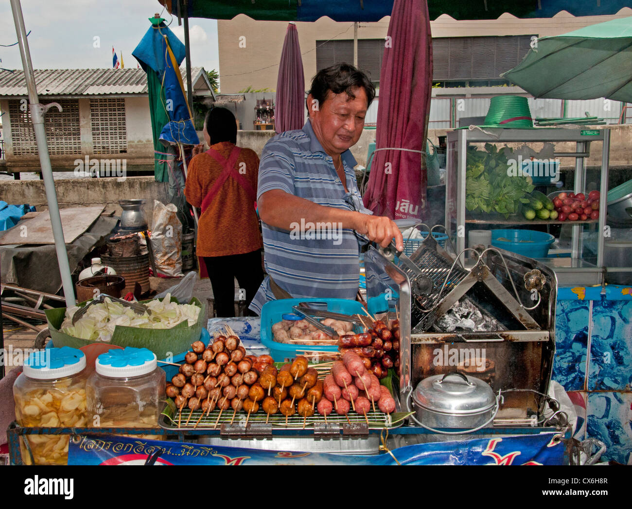 Thailandia Bangkok Pak Khlong Talat Thai Il Mercato dei Fiori Foto Stock