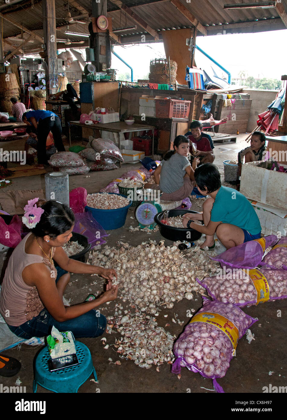 Thailandia Bangkok Pak Khlong Talat Thai Il Mercato dei Fiori Foto Stock