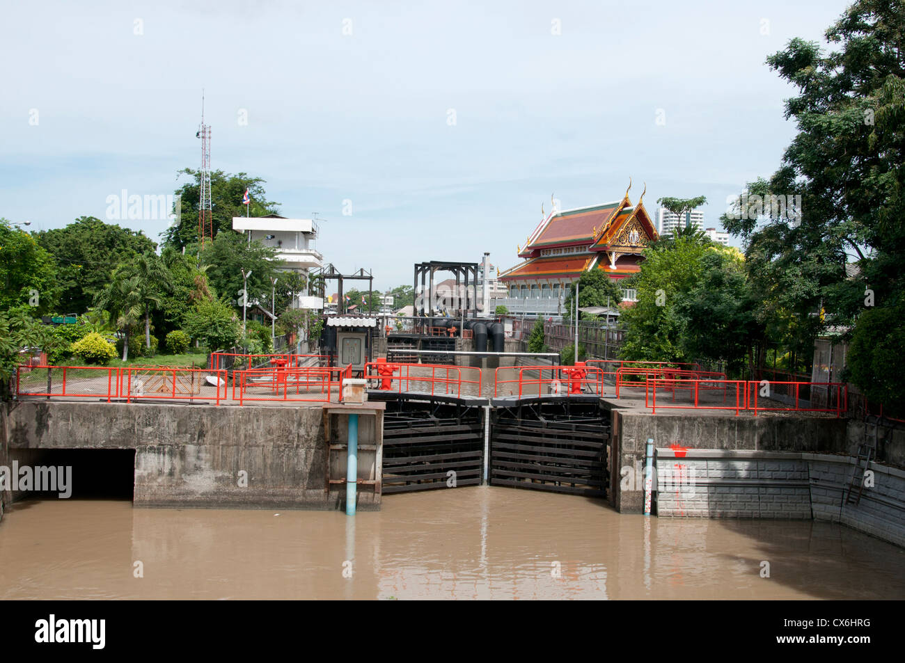 Thewet Canal lock Bangkok tailandese tailandia Foto Stock